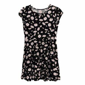 Childrens Place Girls Black Sundress Floral Round Neck Sleeveless Cotton Size XL